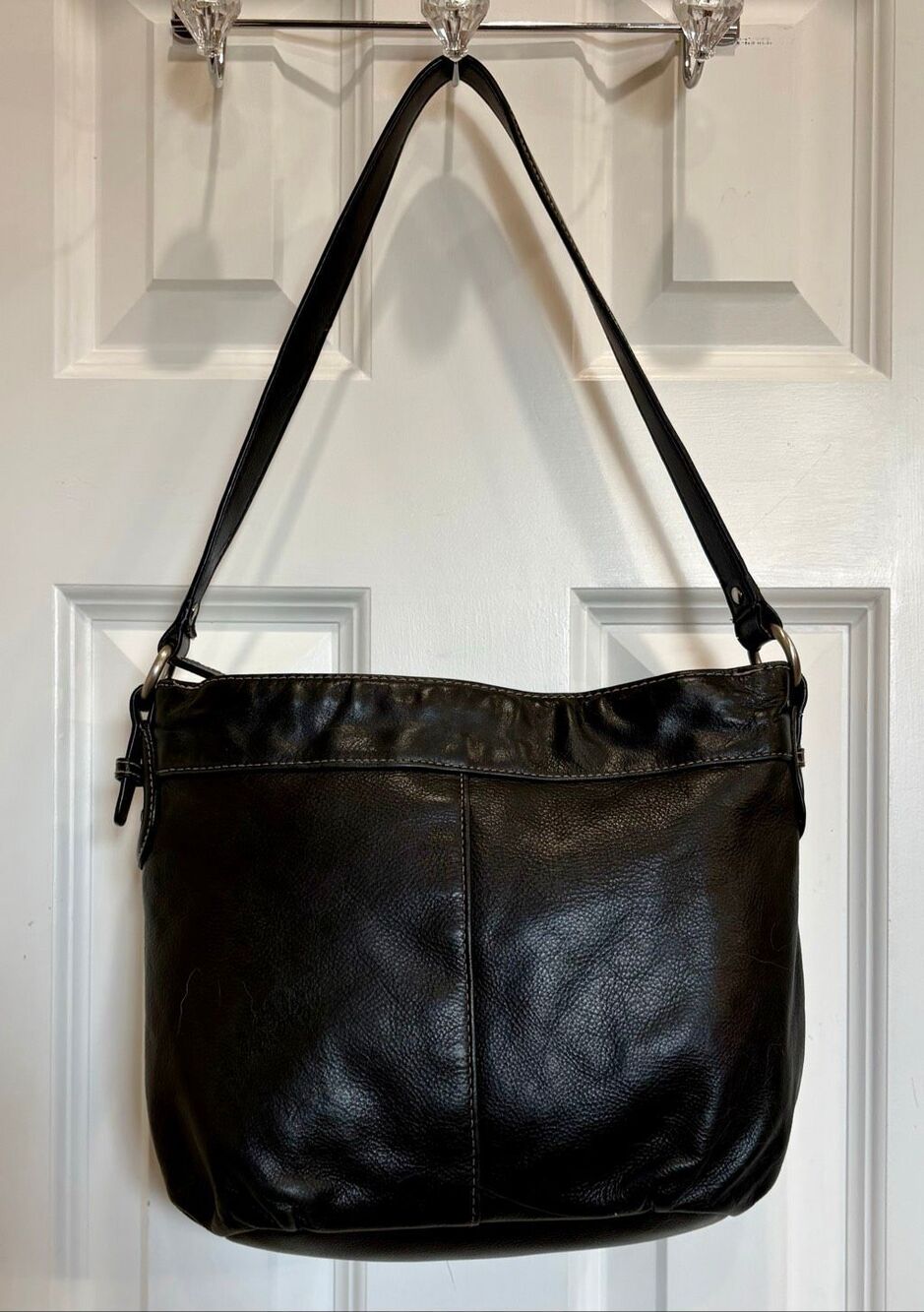 CROFT & BARROW - Vintage (Y2K) Black Leather Hobo Shoulder Bag. Soft & Slouchy